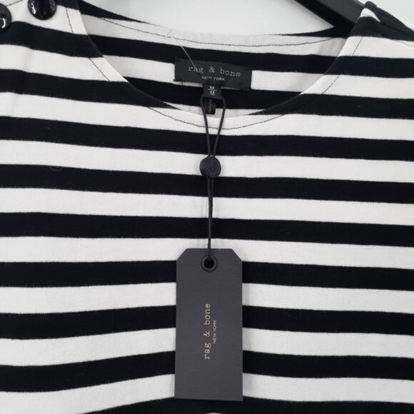 Rag & Bone Brit Crop Top | Striped Sleeveless Cotton | Size M | Black & White - Picture 7 of 9